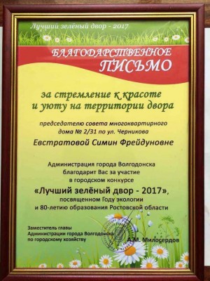 Итоги городского конкурса «Лучший зеленый двор-2017»